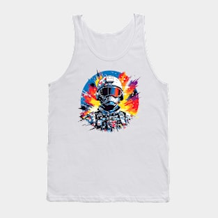 Man With Helmet Video Game Character Futuristic Warrior Portrait  Abstract Tank Top